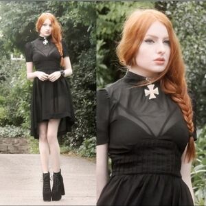 Elegant Black Sheer Chiffon Dress From Widow Large NWOT